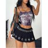 image:imageMakeMeChic Womens PU Leather Pleated Mini Skirt Tie Side Summer Going Out Y2K Short SkirtsBlack B