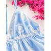 image:imageMakeMeChic Womens Paisley Print V Neck Camisole Spaghetti Strap Tie Front Ruffle Fringe Boho Tank TopsBlue