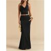 image:imageMakeMeChic Womens Party Skirt Sets Two Piece Set Going Out Halter Tops and Maxi SkirtBlack