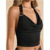 image:imageMakeMeChic Womens Party Skirt Sets Two Piece Set Going Out Halter Tops and Maxi SkirtBlack