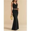 image:imageMakeMeChic Womens Party Skirt Sets Two Piece Set Going Out Halter Tops and Maxi SkirtBlack