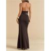 image:imageMakeMeChic Womens Party Skirt Sets Two Piece Set Going Out Halter Tops and Maxi SkirtBrown