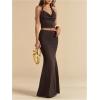 image:imageMakeMeChic Womens Party Skirt Sets Two Piece Set Going Out Halter Tops and Maxi SkirtBrown