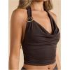 image:imageMakeMeChic Womens Party Skirt Sets Two Piece Set Going Out Halter Tops and Maxi SkirtBrown