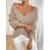 image:imageMakeMeChic Womens Pearl Wrap Sweater Long Sleeve Knit Pullover Holiday SweatersBrown