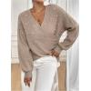 image:imageMakeMeChic Womens Pearl Wrap Sweater Long Sleeve Knit Pullover Holiday SweatersBrown