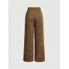 image:imageMakeMeChic Womens Plaid Dressy Pants Casual Wide Leg Pants Tweed High Waisted TrousersBrown