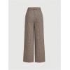 image:imageMakeMeChic Womens Plaid Dressy Pants Casual Wide Leg Pants Tweed High Waisted TrousersKhaki