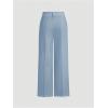 image:imageMakeMeChic Womens Plaid Dressy Pants Casual Wide Leg Pants Tweed High Waisted TrousersLight Blue