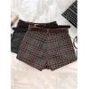 image:imageMakeMeChic Womens Plaid Dressy Shorts Business Houndstooth Mini Shorts with BeltBurgundy