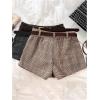 image:imageMakeMeChic Womens Plaid Dressy Shorts Business Houndstooth Mini Shorts with BeltMulticolor