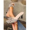 image:imageMakeMeChic Womens Polka Dots Bow Knot Heeled Sandals Square Toe Slide ShoesBeige