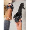 image:imageMakeMeChic Womens Polka Dots Bow Knot Heeled Sandals Square Toe Slide ShoesBlack and White
