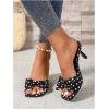 image:imageMakeMeChic Womens Polka Dots Bow Knot Heeled Sandals Square Toe Slide ShoesBlack and White