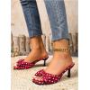 image:imageMakeMeChic Womens Polka Dots Bow Knot Heeled Sandals Square Toe Slide ShoesRed and White