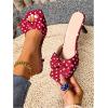 image:imageMakeMeChic Womens Polka Dots Bow Knot Heeled Sandals Square Toe Slide ShoesRed and White