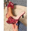 image:imageMakeMeChic Womens Polka Dots Bow Knot Heeled Sandals Square Toe Slide ShoesRed and White