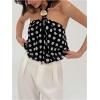 image:imageMakeMeChic Womens Polka Dots Halter Crop Tops Metal Open Back Sleeveless Going Out TopBlack