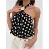 image:imageMakeMeChic Womens Polka Dots Halter Crop Tops Metal Open Back Sleeveless Going Out TopBlack