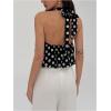 image:imageMakeMeChic Womens Polka Dots Halter Crop Tops Metal Open Back Sleeveless Going Out TopBlack