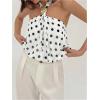 image:imageMakeMeChic Womens Polka Dots Halter Crop Tops Metal Open Back Sleeveless Going Out TopWhite
