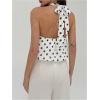 image:imageMakeMeChic Womens Polka Dots Halter Crop Tops Metal Open Back Sleeveless Going Out TopWhite