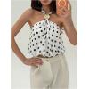 image:imageMakeMeChic Womens Polka Dots Halter Crop Tops Metal Open Back Sleeveless Going Out TopWhite