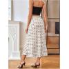 image:imageMakeMeChic Womens Polka Dots Midi Skirt Satin Silk Summer Flowy Pencil Long SkirtsApricot