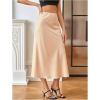 image:imageMakeMeChic Womens Polka Dots Midi Skirt Satin Silk Summer Flowy Pencil Long SkirtsApricot Solid