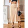 image:imageMakeMeChic Womens Polka Dots Midi Skirt Satin Silk Summer Flowy Pencil Long SkirtsApricot Solid