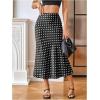image:imageMakeMeChic Womens Polka Dots Midi Skirt Satin Silk Summer Flowy Pencil Long SkirtsBlack