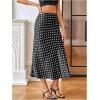 image:imageMakeMeChic Womens Polka Dots Midi Skirt Satin Silk Summer Flowy Pencil Long SkirtsBlack