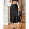 image:imageMakeMeChic Womens Polka Dots Midi Skirt Satin Silk Summer Flowy Pencil Long SkirtsBlack Solid