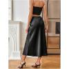 image:imageMakeMeChic Womens Polka Dots Midi Skirt Satin Silk Summer Flowy Pencil Long SkirtsBlack Solid