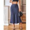 image:imageMakeMeChic Womens Polka Dots Midi Skirt Satin Silk Summer Flowy Pencil Long SkirtsBlue