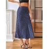 image:imageMakeMeChic Womens Polka Dots Midi Skirt Satin Silk Summer Flowy Pencil Long SkirtsBlue
