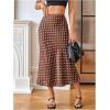 image:imageMakeMeChic Womens Polka Dots Midi Skirt Satin Silk Summer Flowy Pencil Long SkirtsBrown
