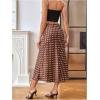 image:imageMakeMeChic Womens Polka Dots Midi Skirt Satin Silk Summer Flowy Pencil Long SkirtsBrown