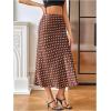 image:imageMakeMeChic Womens Polka Dots Midi Skirt Satin Silk Summer Flowy Pencil Long SkirtsBrown