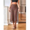 image:imageMakeMeChic Womens Polka Dots Midi Skirt Satin Silk Summer Flowy Pencil Long SkirtsCoffee Brown
