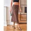 image:imageMakeMeChic Womens Polka Dots Midi Skirt Satin Silk Summer Flowy Pencil Long SkirtsCoffee Brown