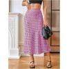 image:imageMakeMeChic Womens Polka Dots Midi Skirt Satin Silk Summer Flowy Pencil Long SkirtsPink