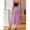 image:imageMakeMeChic Womens Polka Dots Midi Skirt Satin Silk Summer Flowy Pencil Long SkirtsPink