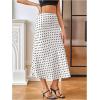 image:imageMakeMeChic Womens Polka Dots Midi Skirt Satin Silk Summer Flowy Pencil Long SkirtsWhite