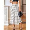 image:imageMakeMeChic Womens Polka Dots Midi Skirt Satin Silk Summer Flowy Pencil Long SkirtsWhite