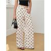 image:imageMakeMeChic Womens Polka Dots Straight Leg Jeans Vintage Denim Pants with PocketBlack and White