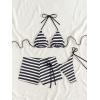image:imageMakeMeChic Womens Polka Dots Triangle Bikini Sets Swim Shorts Y2K Leopard Striped Bathing Suit SwimsuitBlack White
