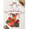 image:imageMakeMeChic Womens Polka Dots Triangle Bikini Sets Swim Shorts Y2K Leopard Striped Bathing Suit SwimsuitOrange Multicolor