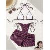 image:imageMakeMeChic Womens Polka Dots Triangle Bikini Sets Swim Shorts Y2K Leopard Striped Bathing Suit SwimsuitPolka Dots Multi
