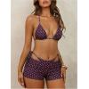 image:imageMakeMeChic Womens Polka Dots Triangle Bikini Sets Swim Shorts Y2K Leopard Striped Bathing Suit SwimsuitPolka Dots Multi